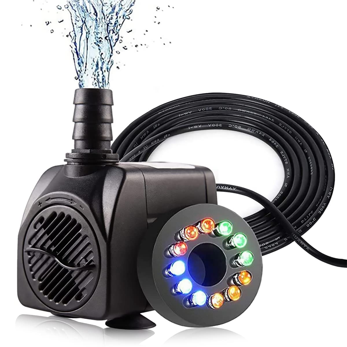 Proberos 750L/H Aquarium Pump with 12 LEDs for Water Feature, 15W Water Pump for Fountain, Fountain Motor Pump Small, Garden Accessories Small Fish Ponds Aquarium Submersible Water Pump Silent Proberos 750L/H Aquarium Pump with 12 LEDs for Water Feature, 15W Water Pump for Fountain, Fountain Motor Pump Small, Garden Accessories Small Fish Ponds Aquarium Submersible Water Pump Silent